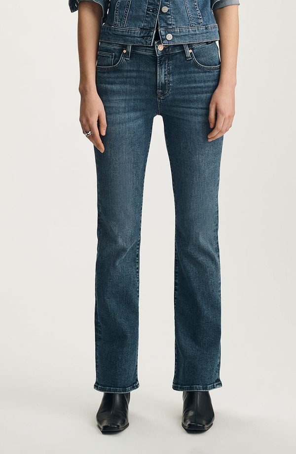 マーヴィ デニム レディース ボトムス ジーンズズボン下 ブーツ撥ねのける ブーツ Mavi Jeans Molly Mid Rise Bootcut Jeans Dark Brushed Flex Blue 青碧