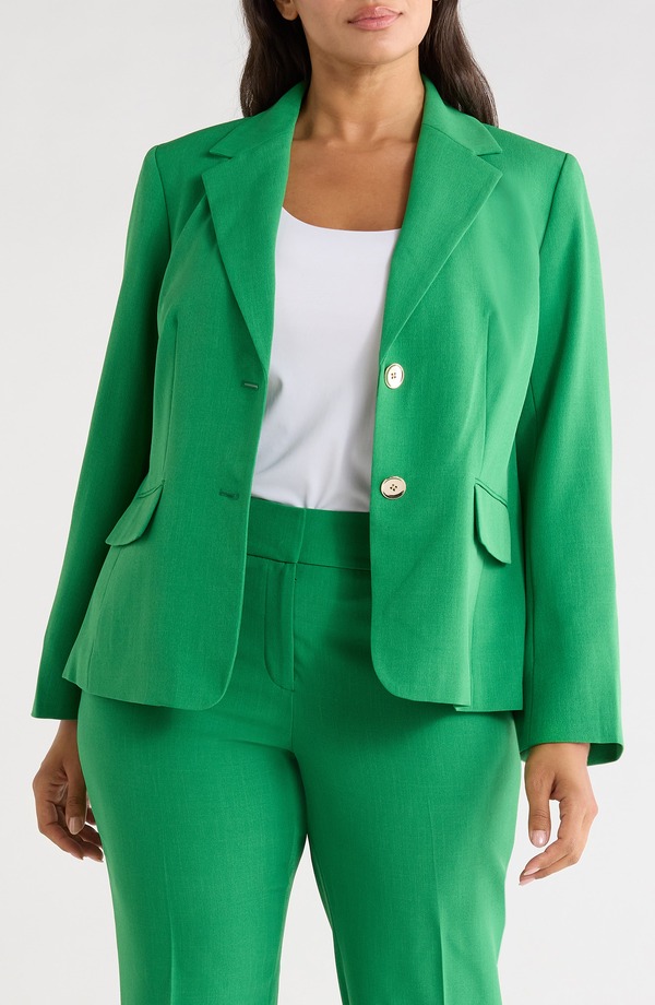 カスパール レディース アウター 上衣・上衣 スポーツジャケット KASPER Two-Button Blazer Lush Green - Bv6 緑であること