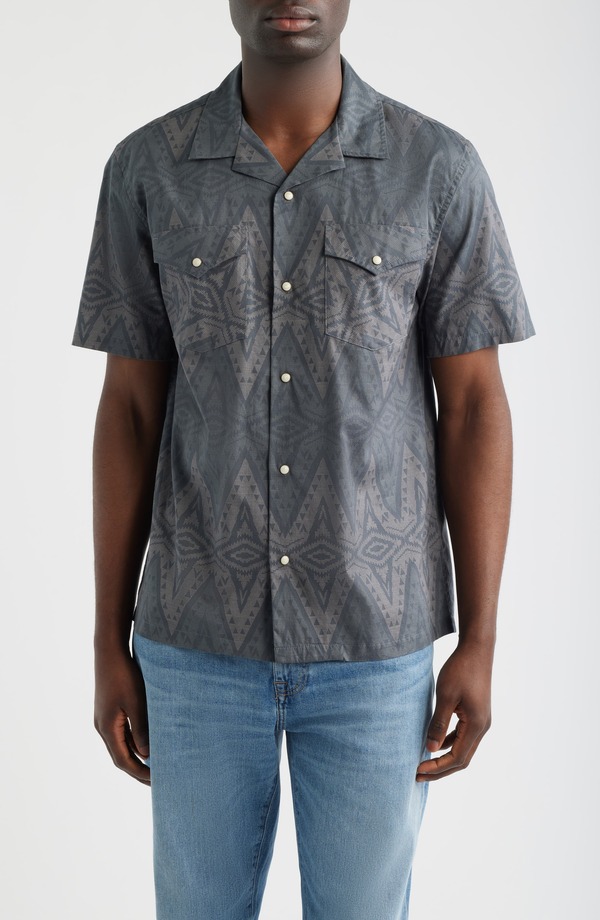 ペンドルトン メンズ トップス シャツ Pendleton Snap-Up Short Sleeve Western Shirt Helena Charcoal チャコール｜ReVida 店 23,532円