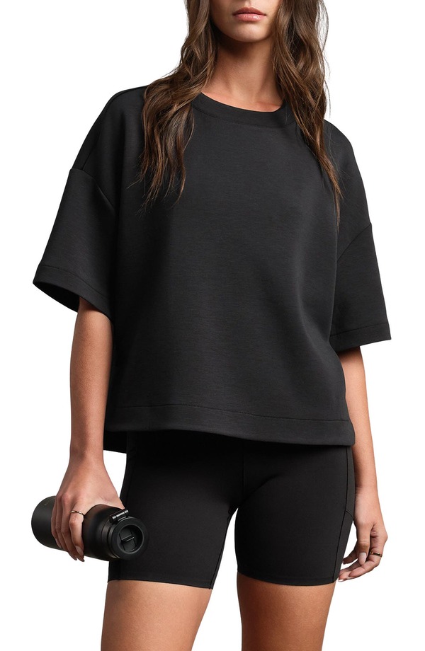 ローヌ レディース トップス ティーシャツ 伸び伸びする相応う Rhone DreamGlow Relaxed Fit-Shirt Pure Black Heather 黒いこと