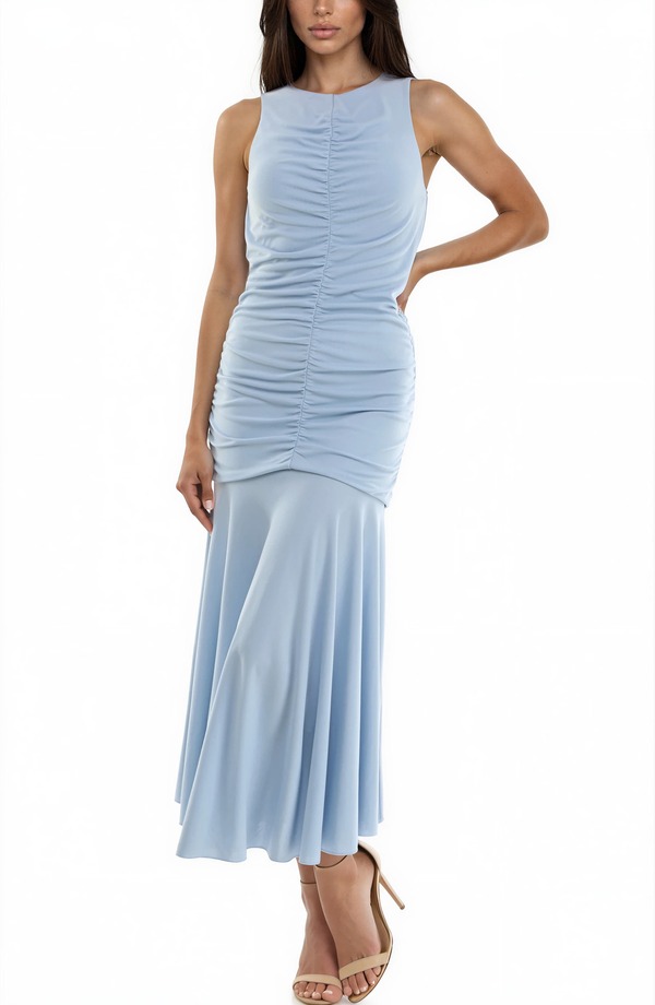 ソーシャライト レディース トップス ワンピース ギャザー ミディ Socialite Ruched Bodice Midi Dress Blissful Blue ブルー|ReVida 店