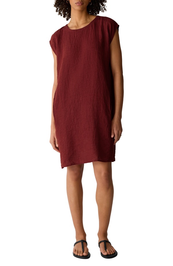 エイリーンフィッシャー レディース トップス ワンピース リネン Eileen Fisher Linen Shift Dressun Dried Tomato｜ReVida 店