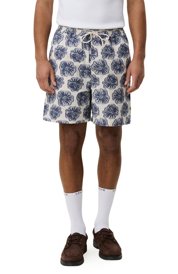 レ ドゥ メンズ ボトムス 二分の一ズボン下・さる股引き 遊撃手ズボン下 Les Deux Dahlia Jacquardrawstring Shorts Dark Denim Blue ジーンズ