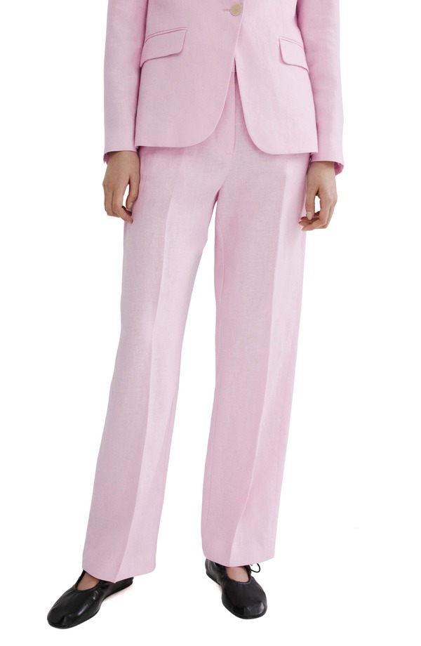 マンゴ レディース ボトムス レギンス ズボン下 リネン MANGO Linen Suit Pants Pink サクラ色