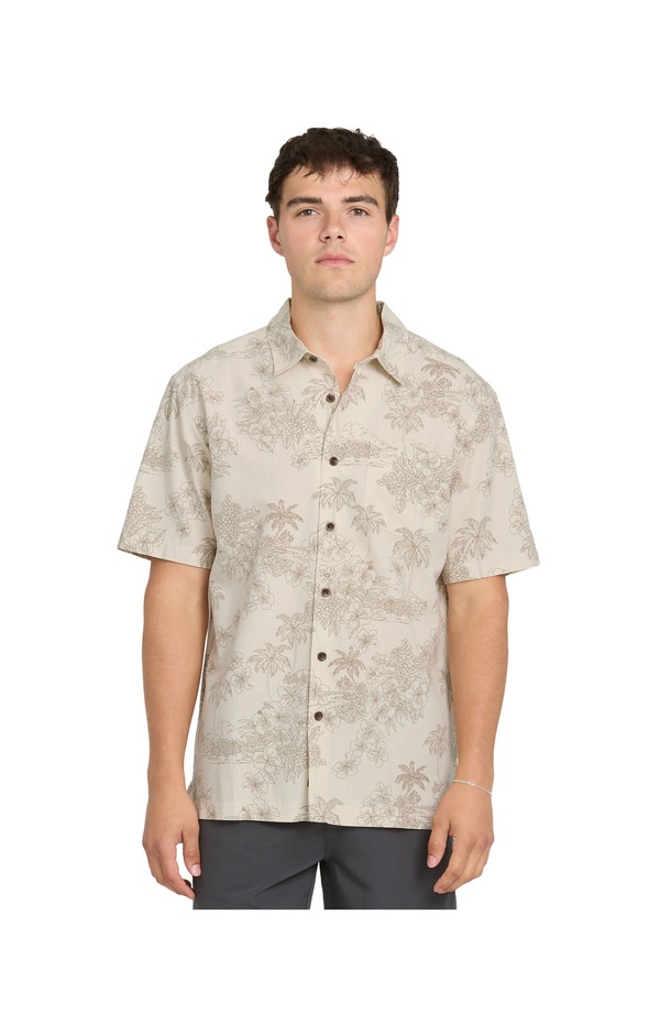 クイックしろがね色 お水 マン メンズ トップス プルオーバー Quiksilver Waterman Island Vibeshort Sleeve Shirt Moonbeam