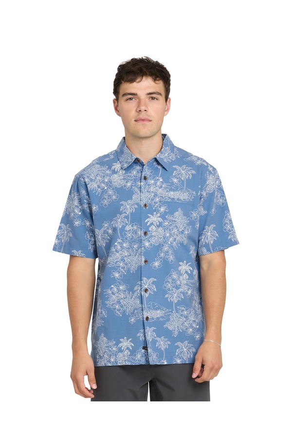 クイックしろがね色 お水 マン メンズ トップス プルオーバー Quiksilver Waterman Island Vibeshort Sleeve Shirt Riviera
