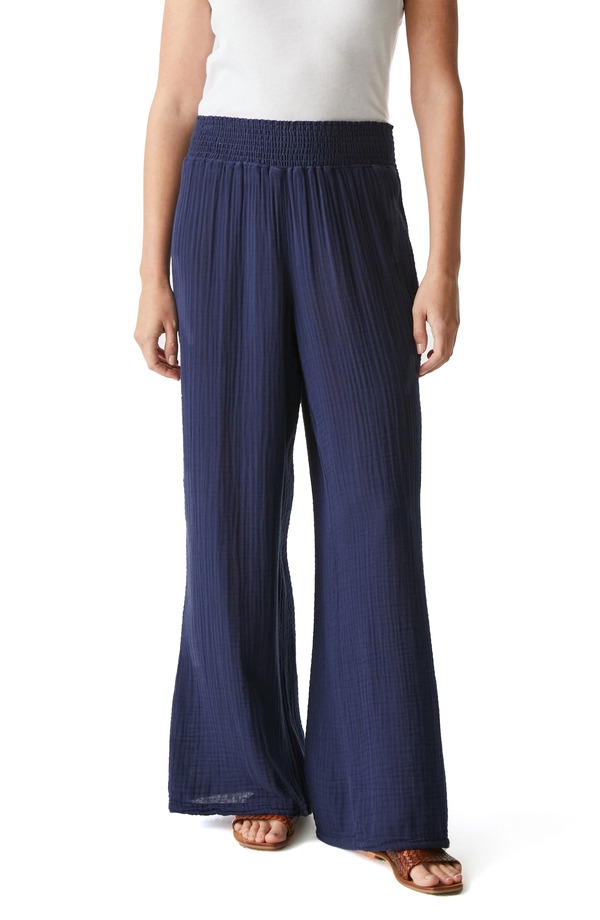 マイケルスターズ レディース ボトムス レギンス ワイドレッグ ズボン下 シャーリング Michael Starsmocked Wide Leg Pants Nocturnal