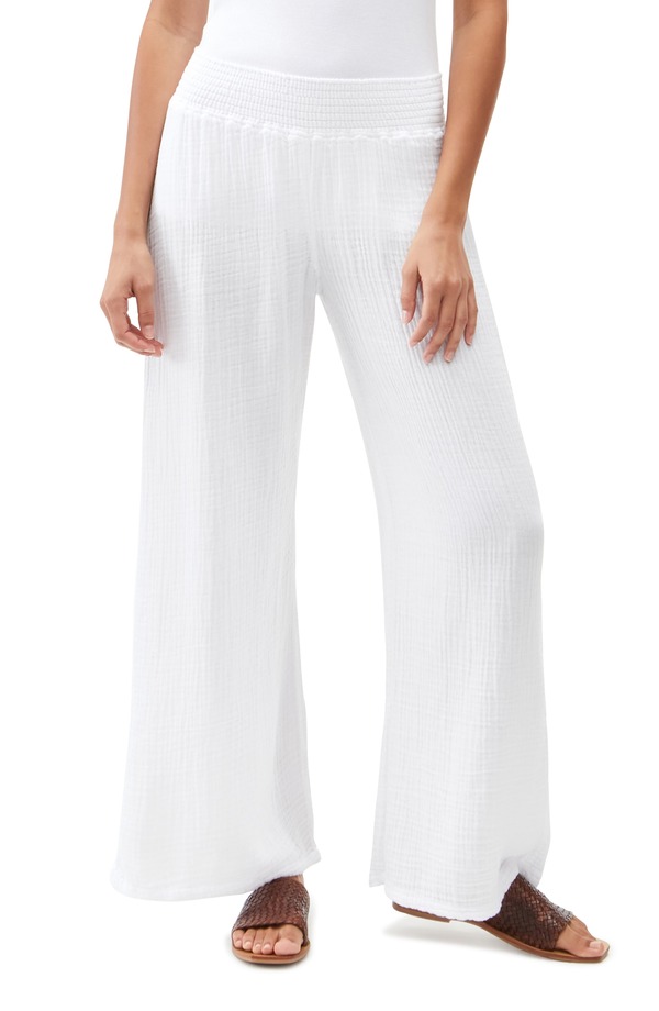 マイケルスターズ レディース ボトムス レギンス ワイドレッグ ズボン下 シャーリング Michael Starsmocked Wide Leg Pants White 白いこと
