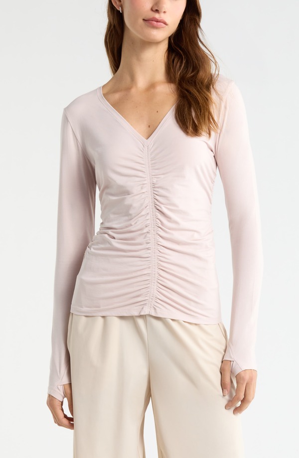 ゼラ レディース トップス ティーシャツ ギャザー Zella Ruched Long Sleeve T-Shirt Pink Hush さくら色