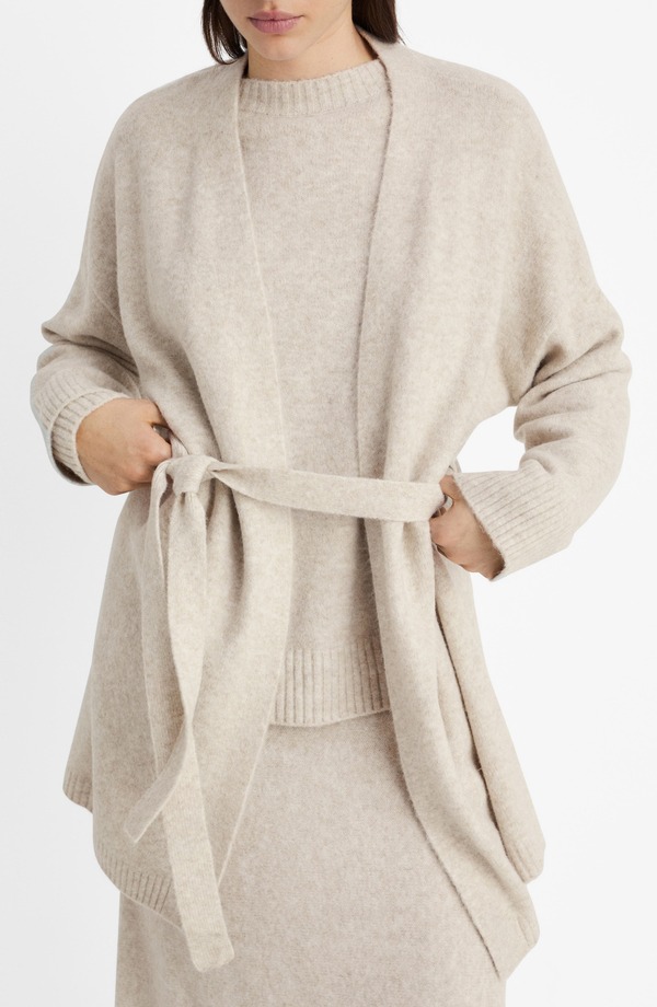 マンゴ レディース アウター ジレー MANGO Tie Front Longline Cardigan Beige ベージュ