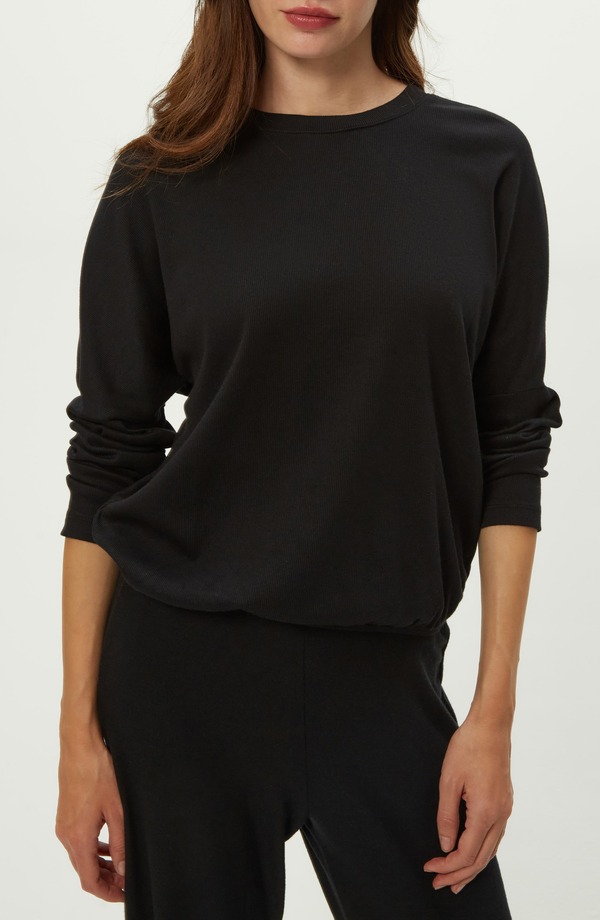マイケルスターズ レディース トップス プルオーバー 綿織物 Michael Stars Kaley Long Sleeve Cotton \u0026 Modal T-Shirt Black 黒いこと