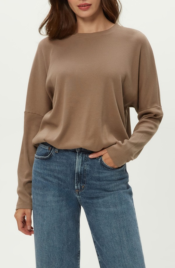 マイケルスターズ レディース トップス プルオーバー 綿織物 Michael Stars Kaley Long Sleeve Cotton \u0026 Modal T-Shirt Cobblestone