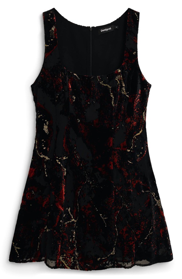 デジグアル レディース トップス 衣装 トール 天鵝絨 ノースリーブ Desigual Metallic Sleeveless Velvet Dress Black 黒いこと
