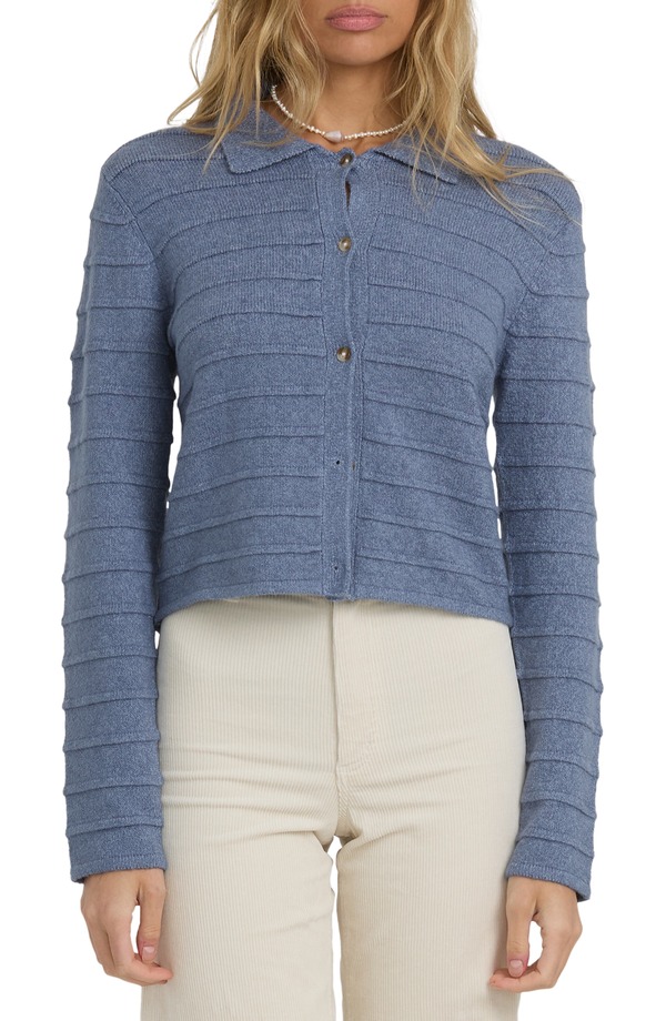 散らし広告ボン レディース アウター パーカー・スウェット ジレー Billabong Ayla Sky Cardigan Stone Blue 青碧