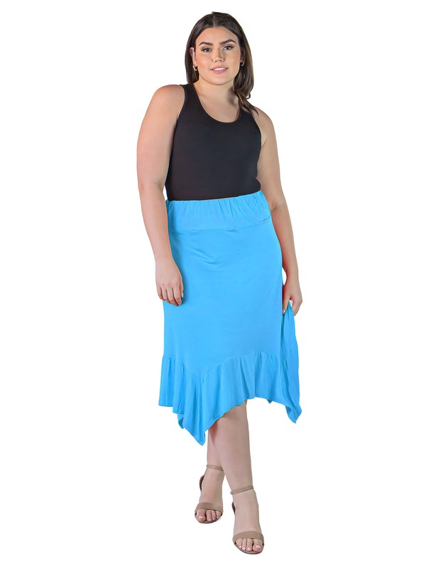 24 セブンコンフォート レディース ボトムスカート ひざ丈 24seven Comfort Apparel Knee Length Elastic Waist Skirt Jade｜ReVida 店
