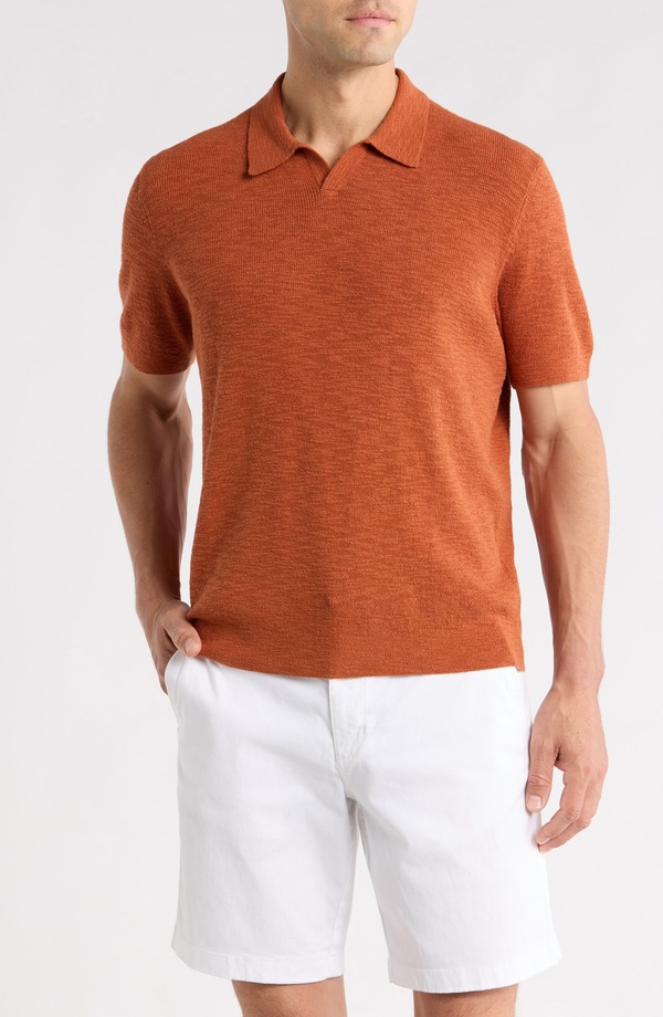 トッミーバハマ メンズ トップス スポーツシャツ 綿織物 Tommy Bahama Santa Cruz Johnny Collar Slub Cotton Blend Polo Spicy
