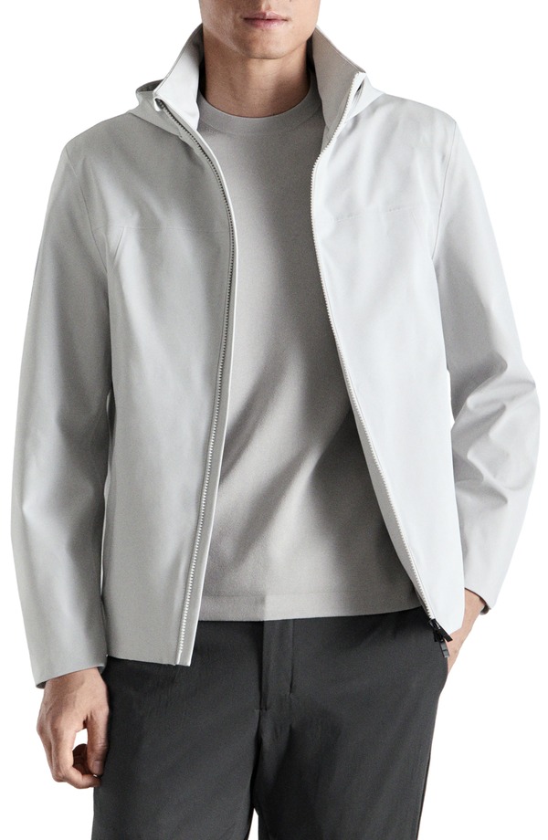 マンゴ メンズ アウター 上衣・上衣 MANGO Hooded Waterepellent Bomber Jacket Ice Grey 薄墨色