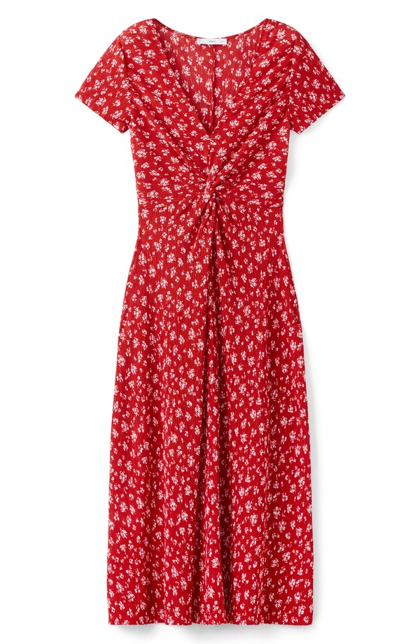 マンゴ レディース トップス ワンピース プリント ミディ MANGO Print Midi Dress Red レッド｜ReVida 店