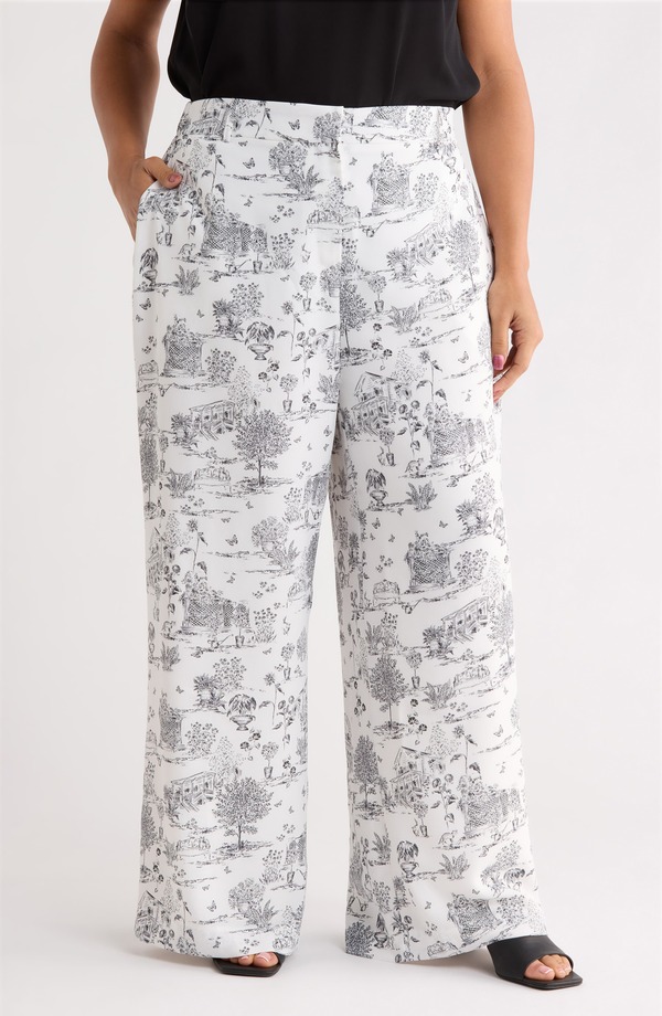 シュガーリップス レディース ボトムス レギンス ワイドレッグ ズボン下 SUGARLIPS Renzo Toile Mulvane Wide Leg Pants Curve Grey-Black 黒いこと