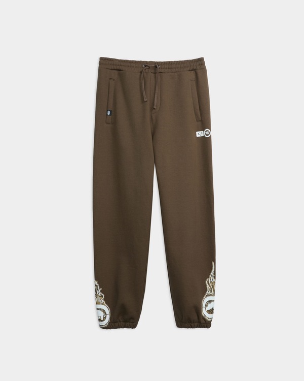 残響音 メンズ ボトムス 心地好いズボン下 ジョガーパンツ ECKO Leafy on Fire Joggers Desertaupe トープ