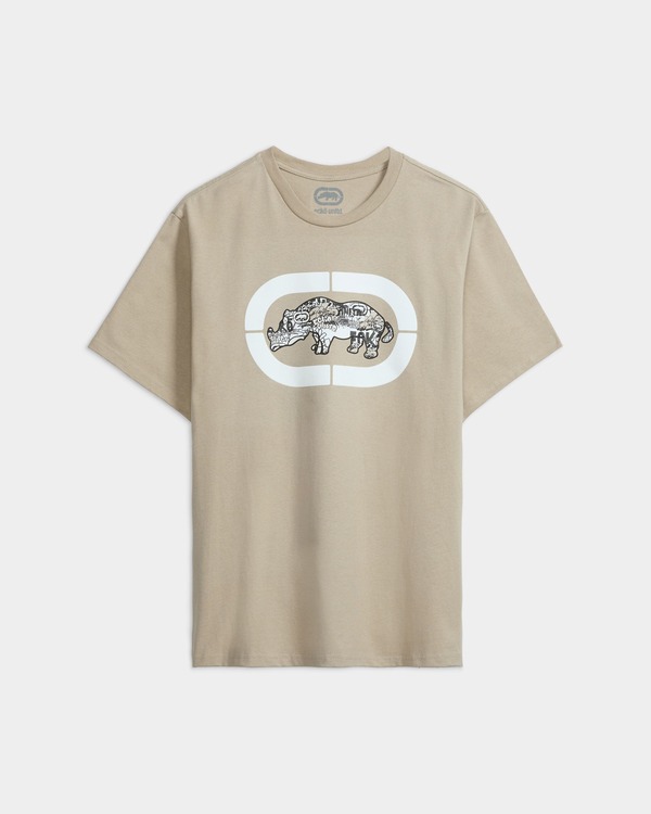 山びこ メンズ トップス ティーシャツ ECKO Graffiti Across The City Tee Beige ベージュ