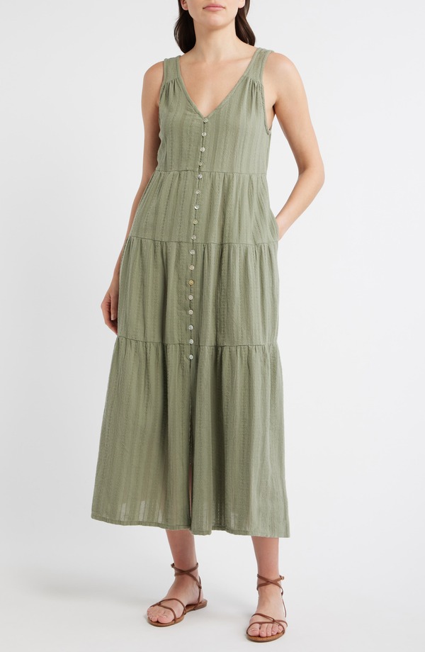 米国海兵隊員 度合い レディース トップス 衣装 ティアード MIDI ノースリーブ 綿織物 Marine Layer Corinne Tiered Sleeveless Cotton Midi Dressage サルヴィア