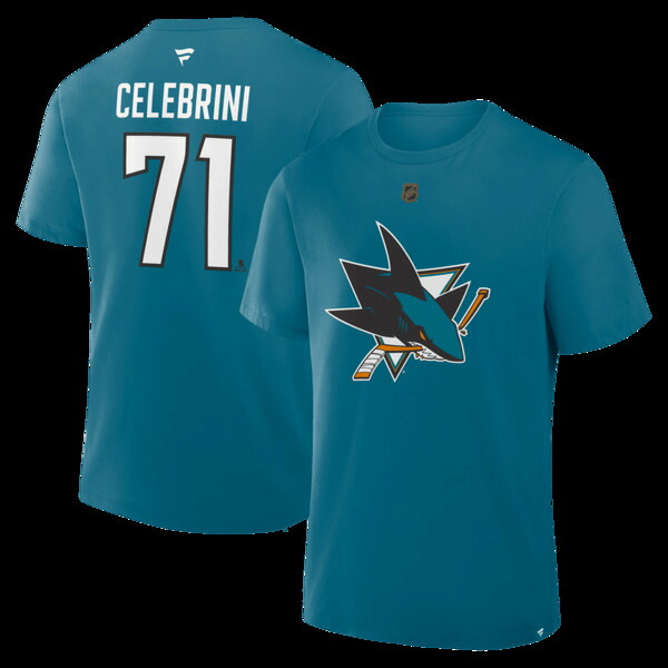 ファナティクス メンズ トップス ティーシャツ Men\u0027s Fanatics Macklin Celebrini Teal San Jose Sharks Authentic Stack Name \u0026 Number T-Shirteal ティール