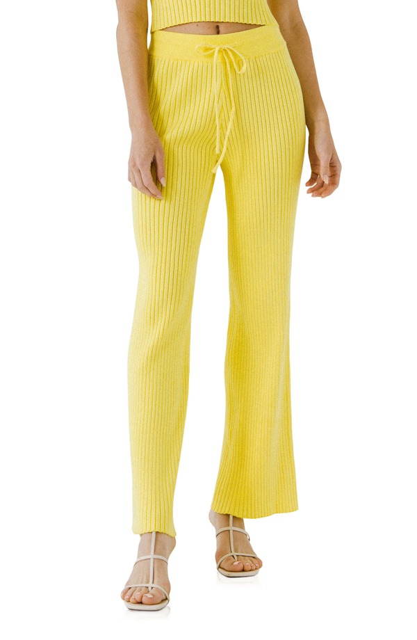 エンドレスローズ レディース ボトムス レギンス 肋材 ズボン下 Endless Rose Ribbedrawstring Pants Lime 菩提樹