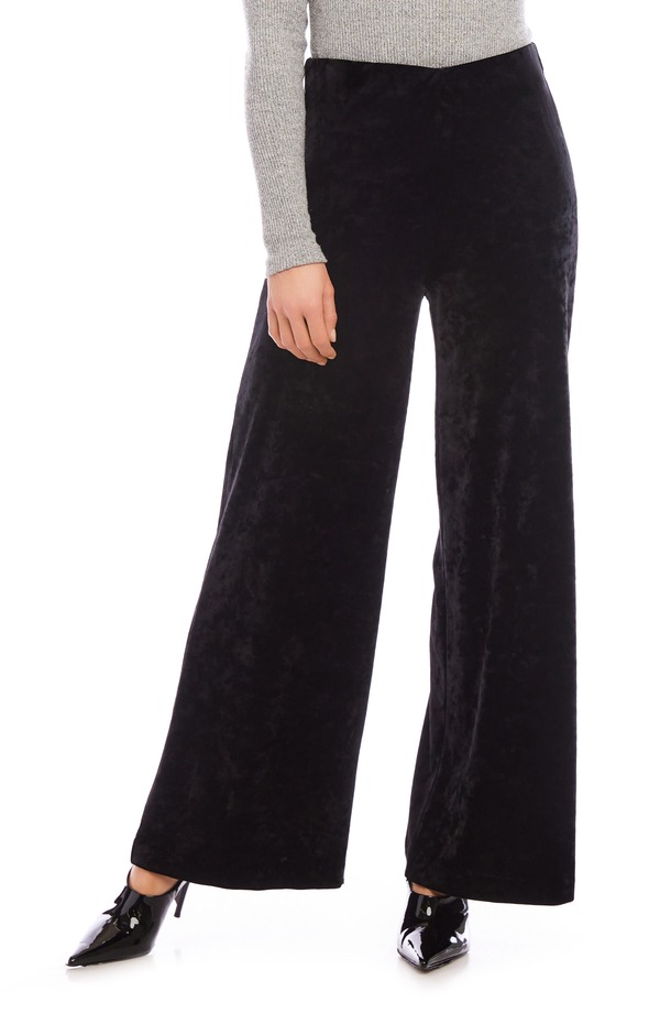 カレンケーン レディース ボトムス レギンス ワイドレッグ ズボン下 天鵝絨 アンクル Karen Kane Crushed Velvet Ankle Wide Leg Pants Black 黒いこと