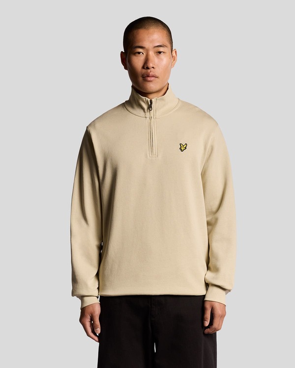 ライルアンドスコット メンズ アウター パーカー・スウェット ハーフジップ Lyle & Scott Loopback Quarter Zip Sweat Grey Taupe グレー｜ReVida 店
