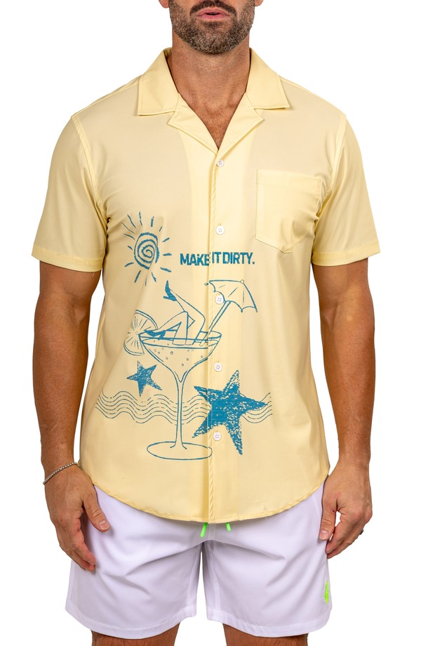マセオ メンズ トップス プルオーバー Maceoo Marthy White Camp Shirt Yellow 黄色