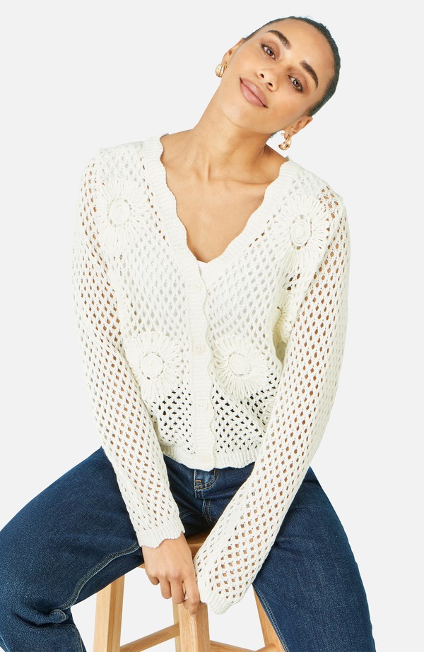 ユミキム レディース アウター ジレー Yumi Flower Crochet Cardigan White 白いこと