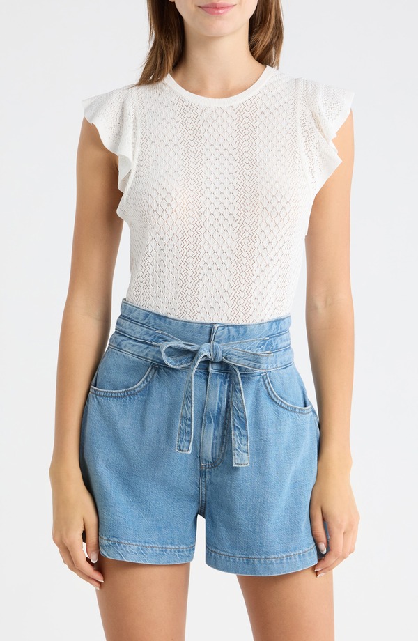 ページ レディース トップス プルオーバー 旗がしら PAIGE Margo Cap Sleeve T-Shirt White 白いこと