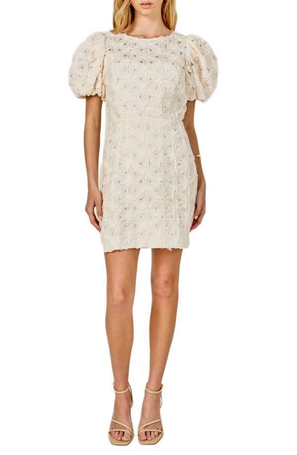 エンドレスローズ レディース トップス 衣裳 ミニ Endless Rose Texture Puff Sleeve Minidress Cream 皮膚軟化剤