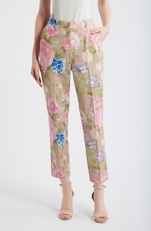 タハリエーエスエル レディース ボトムス レギンス 御花柄 刷り上げる ズボン下 御花 Tahari ASL Floral Print Pants Taupe Multi トープ