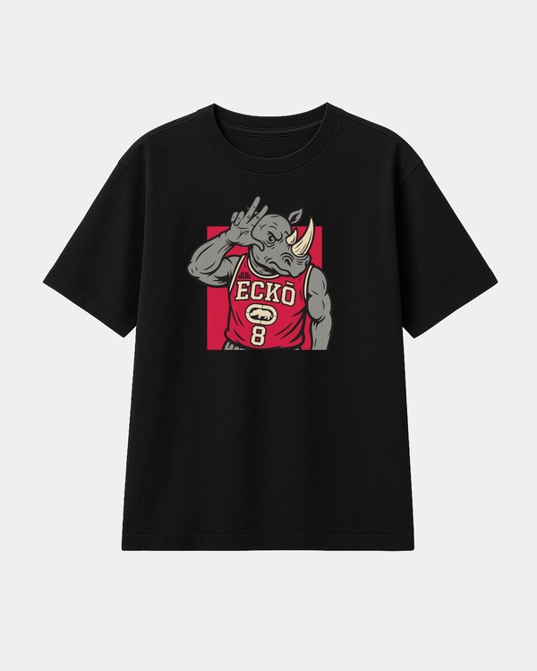 山びこ メンズ トップス プルオーバー 刷り上げる ECKO JDUB Rhino Printee Black 黒いこと