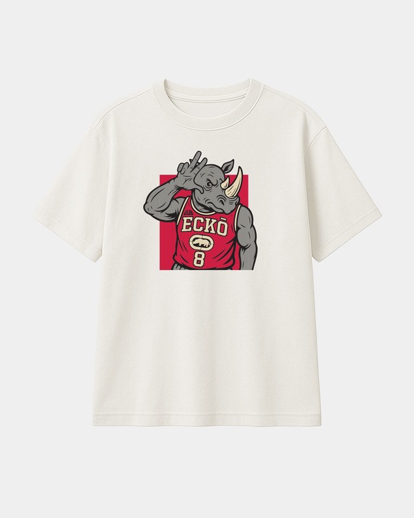 山びこ メンズ トップス プルオーバー 刷り上げる ECKO JDUB Rhino Printee White 白いこと