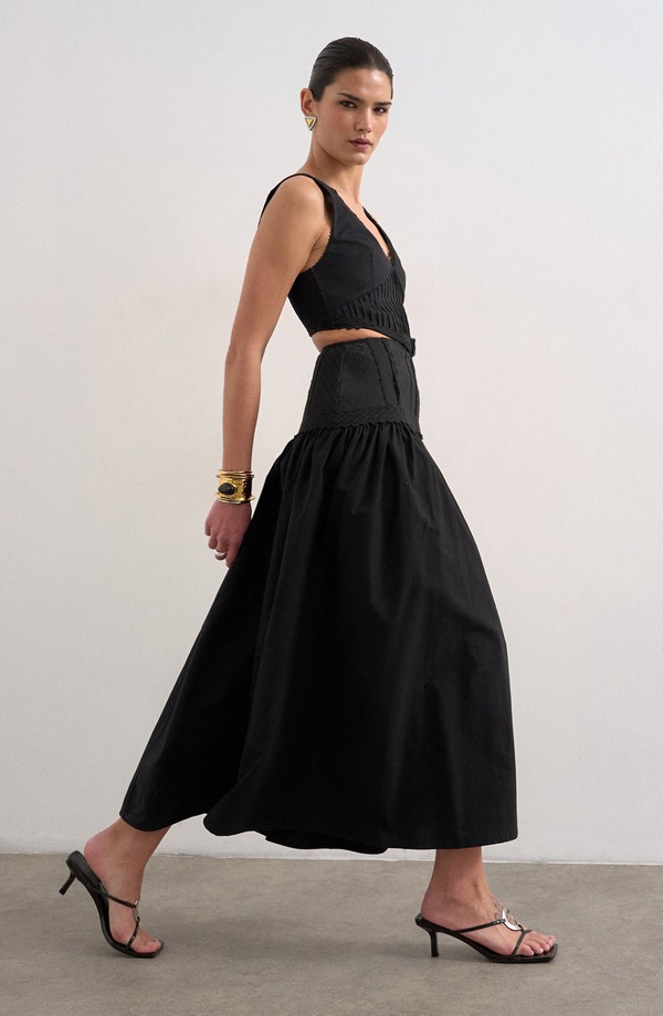 いの一番販売店 レディース トップス 衣装 綿織物 マキシ Topshopintuck Detail Cotton Maxi Dress Black 黒いこと