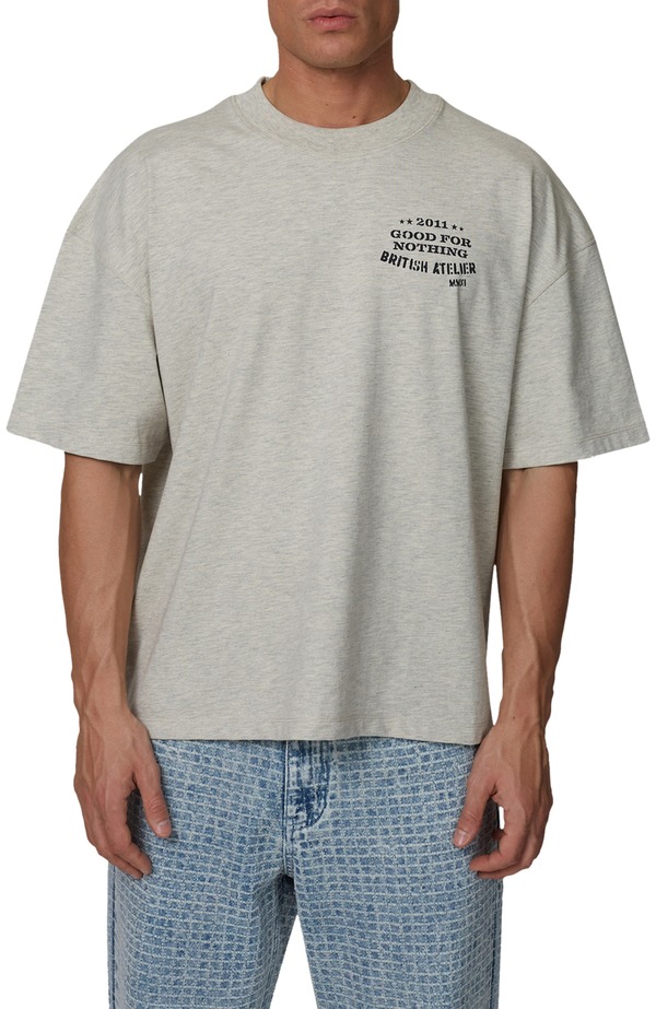 グッドフォーナッシング メンズ トップス ティーシャツ Good For Nothing Boxy-Fit Icarus T-Shirt Grey 薄墨色