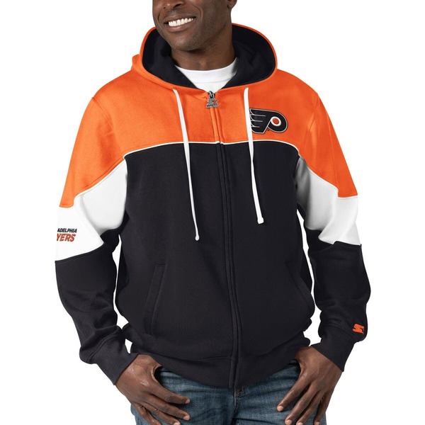 クランク メンズ アウター パーカー・スウェット Men\u0027starter Black/Orange Philadelphia Flyers Power Forward Full-Zip Hoodie Black 黒いこと
