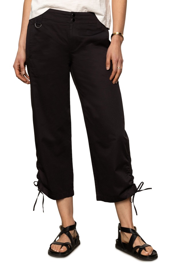 駆け込み寺 レディース ボトムス レギンス ズボン下 綿織物 Sanctuary Cotton Twill Utility Cropants Black 黒いこと