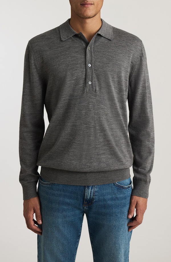 マーヴィ デニム メンズ アウター パーカー・スウェット スポーツシャツ 羊毛 Mavi Jeans Woolong Sleeve Polo Grey Melange 薄墨色