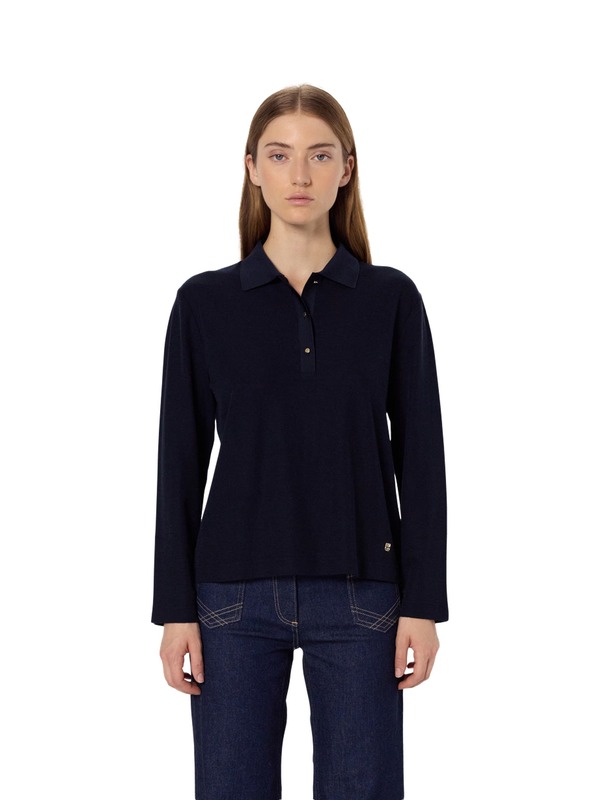 ジェラルド・ダレル レディース トップス プルオーバー GERARDAREL Hilary Long Sleeve Polo Shirt Navy Blue 米国海軍