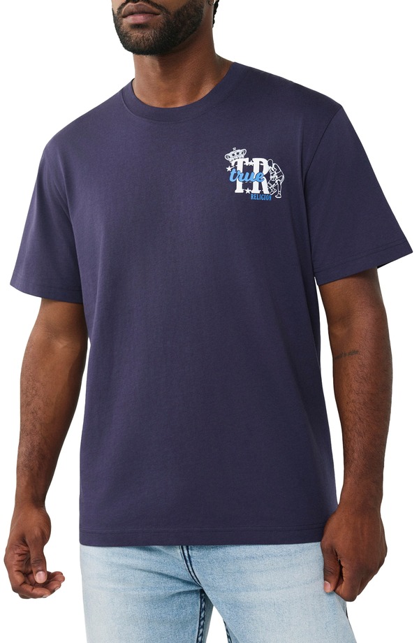 トゥルーレリジョン メンズ トップス ティーシャツ ロゴタイプ グラフィック True Religion Sport Logo Graphic T-Shirt Midnight Navy 米国海軍