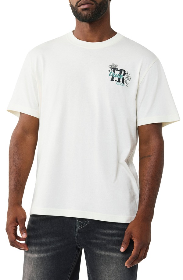 トゥルーレリジョン メンズ トップス ティーシャツ ロゴタイプ グラフィック True Religion Sport Logo Graphic T-Shirt Winter White 白いこと