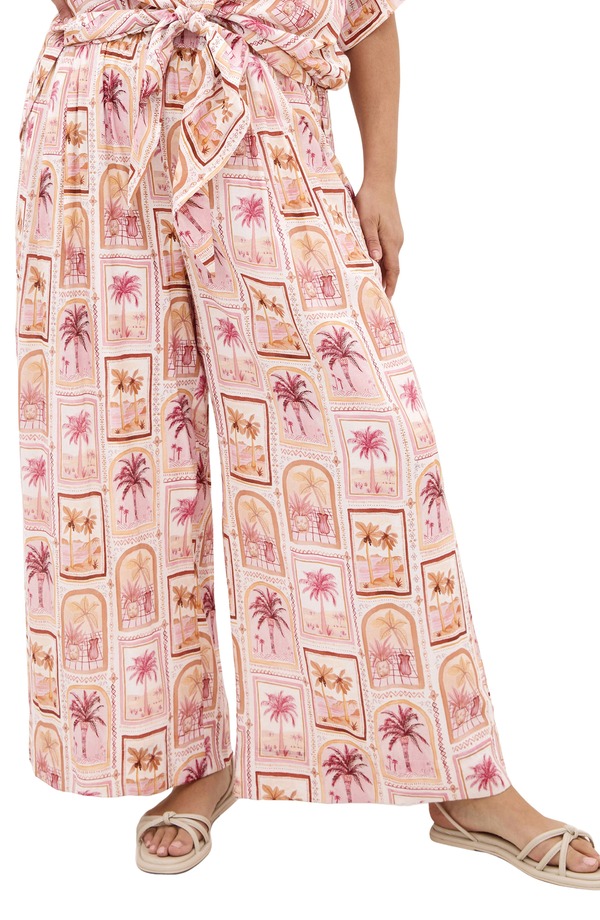 シティーシック レディース ボトムス レギンス ワイドレッグ 刷り上げる ズボン下 City Chic Postcard Print Wide Leg Pants Postcard Soiree