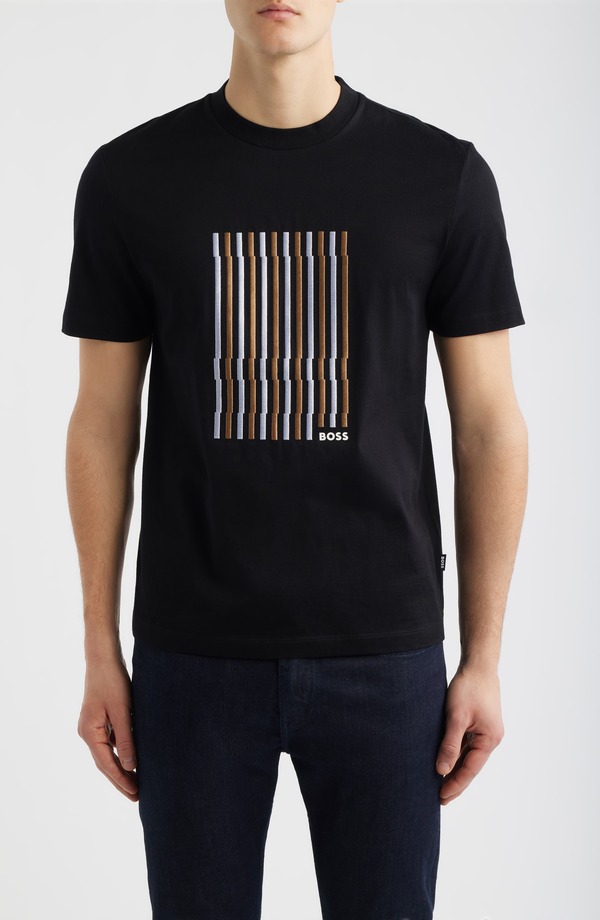 主任者 メンズ トップス ティーシャツ 綿織物 グラフィック BOSS Thompson Cotton Graphic T-Shirt Black 黒いこと