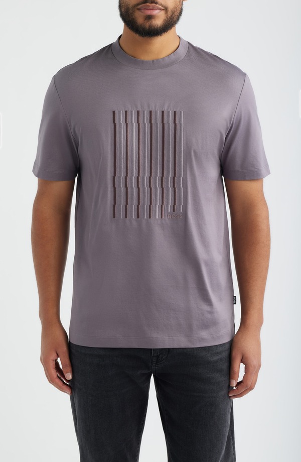 主任者 メンズ トップス ティーシャツ 綿織物 グラフィック BOSS Thompson Cotton Graphic T-Shirt Medium Purple パープル