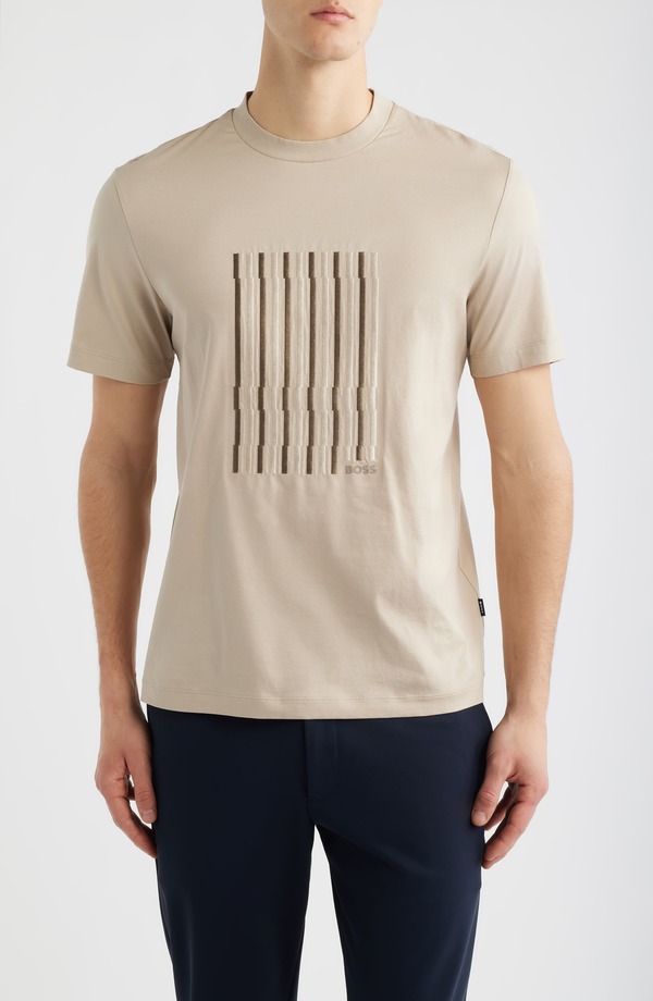 主任者 メンズ トップス ティーシャツ 綿織物 グラフィック BOSS Thompson Cotton Graphic T-Shirt Open Beige ベージュ