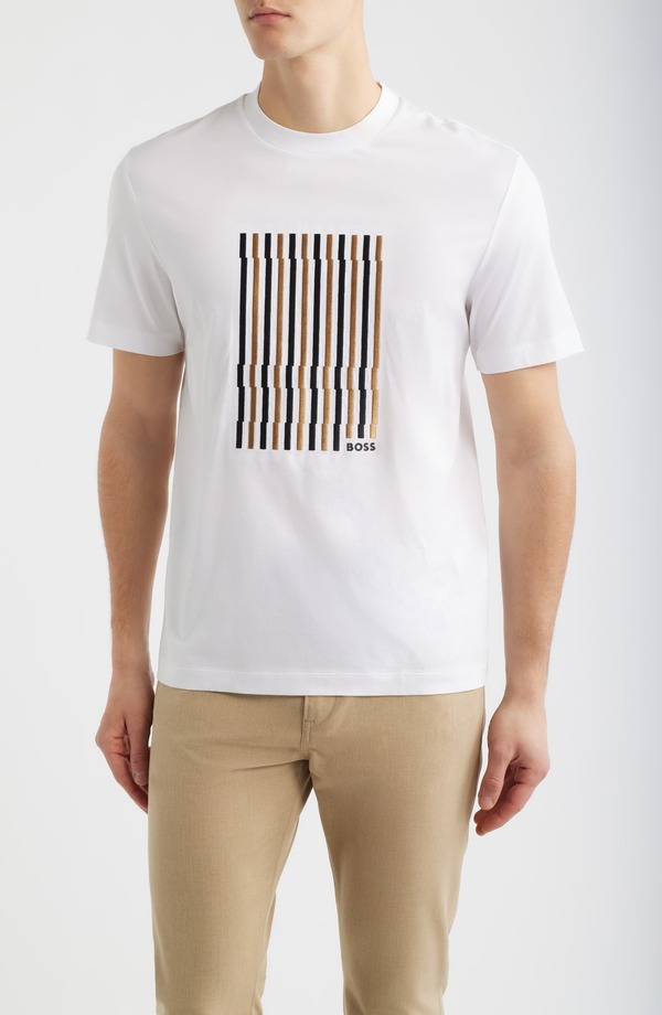 主任者 メンズ トップス ティーシャツ 綿織物 グラフィック BOSS Thompson Cotton Graphic T-Shirt White 白いこと